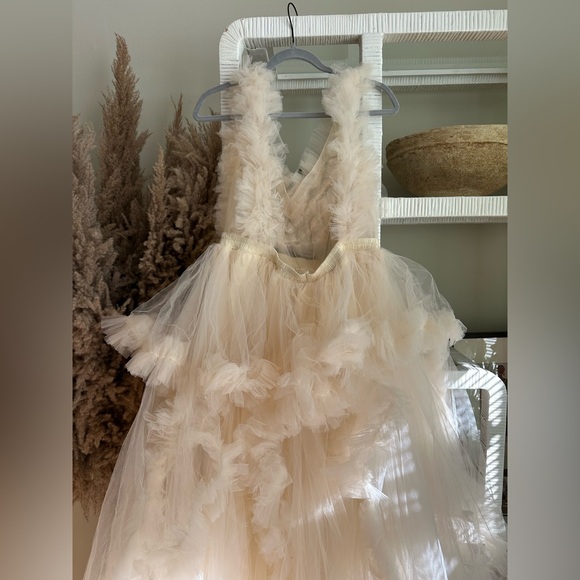 Elegant White Feathered Gown - Picture 7 of 15